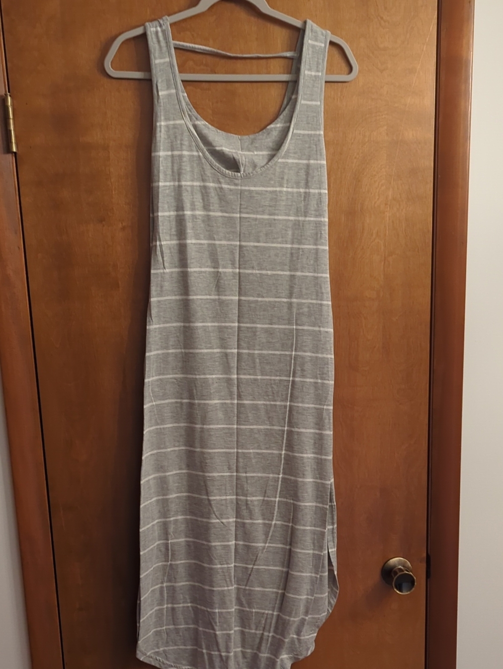 Kindred Bravely Gray & White Striped Tank Dress Small